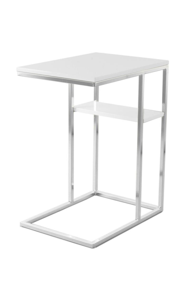 Beistelltisch Lucilla 225 Weiß / Silber - 35 cm (L) x 48 cm (B) x 62 cm (H)