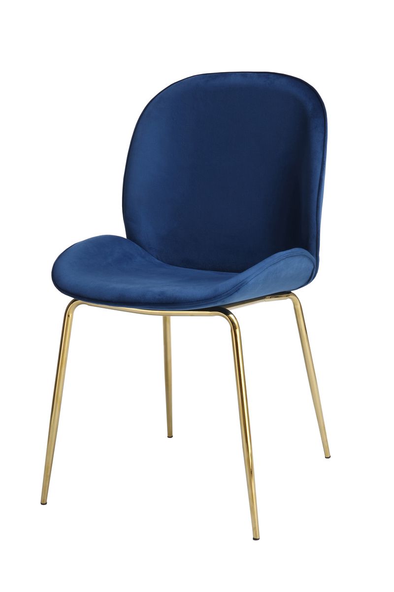 Stuhl Charlize 110 2er-Set Blau / Messing - 59 cm (L) x 47 cm (B) x 90 cm (H)