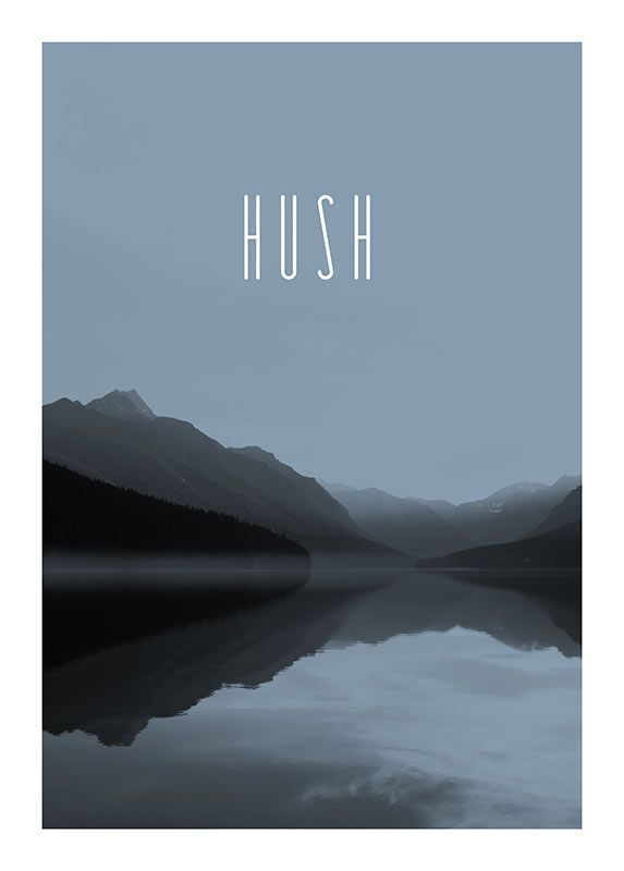 Komar Wandbild - Word Lake Hush Steel  - Größe: 50 x 70 cm