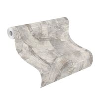 Tapete Modern graphisch Vinyltapete Mittelgrau versetzter Ansatz 53 cm x 10,05 m