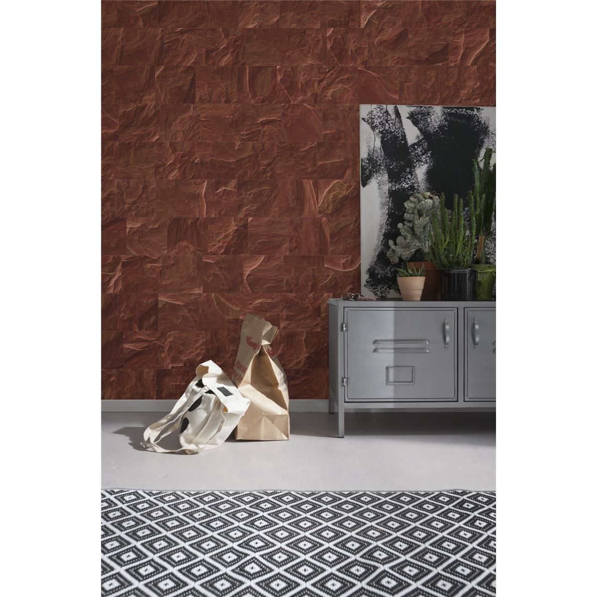 Vlies Fototapete - Red Slate Tiles - Größe 400 x 280 cm