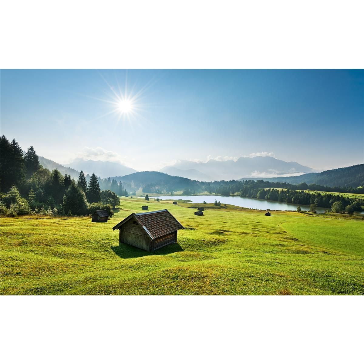 Vlies Fototapete - Bergwiese vor Karwendel - Größe 450 x 280 cm