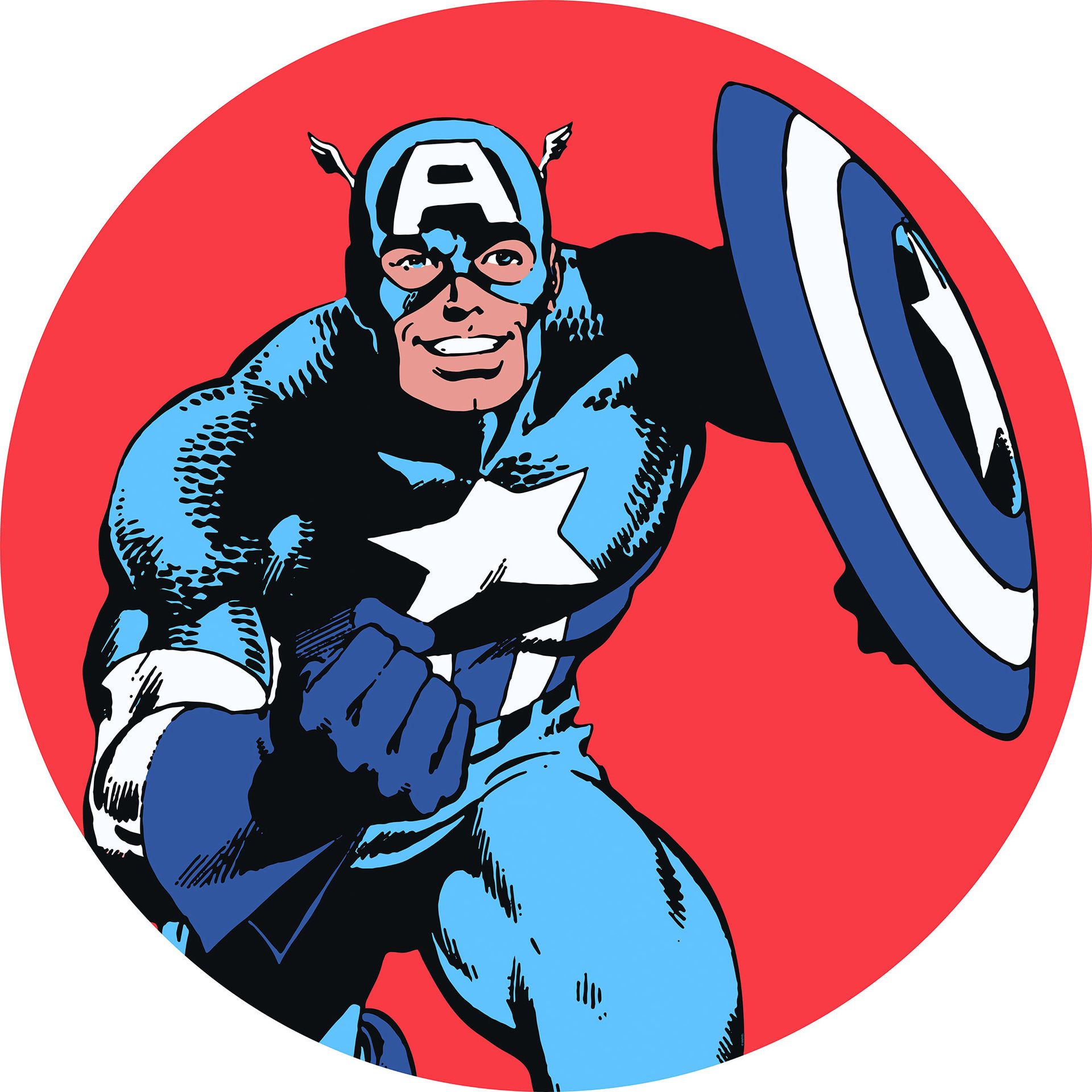 Selbstklebende Vlies Fototapete/Wandtattoo - Marvel PowerUp Captain America - Größe 125 x 125 cm