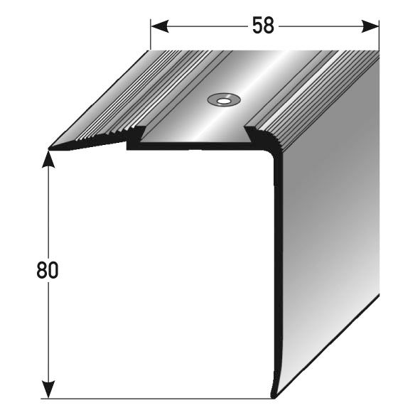 Treppenkante Kombi gebohrt Alu eloxiert 270 x 5,8 cm