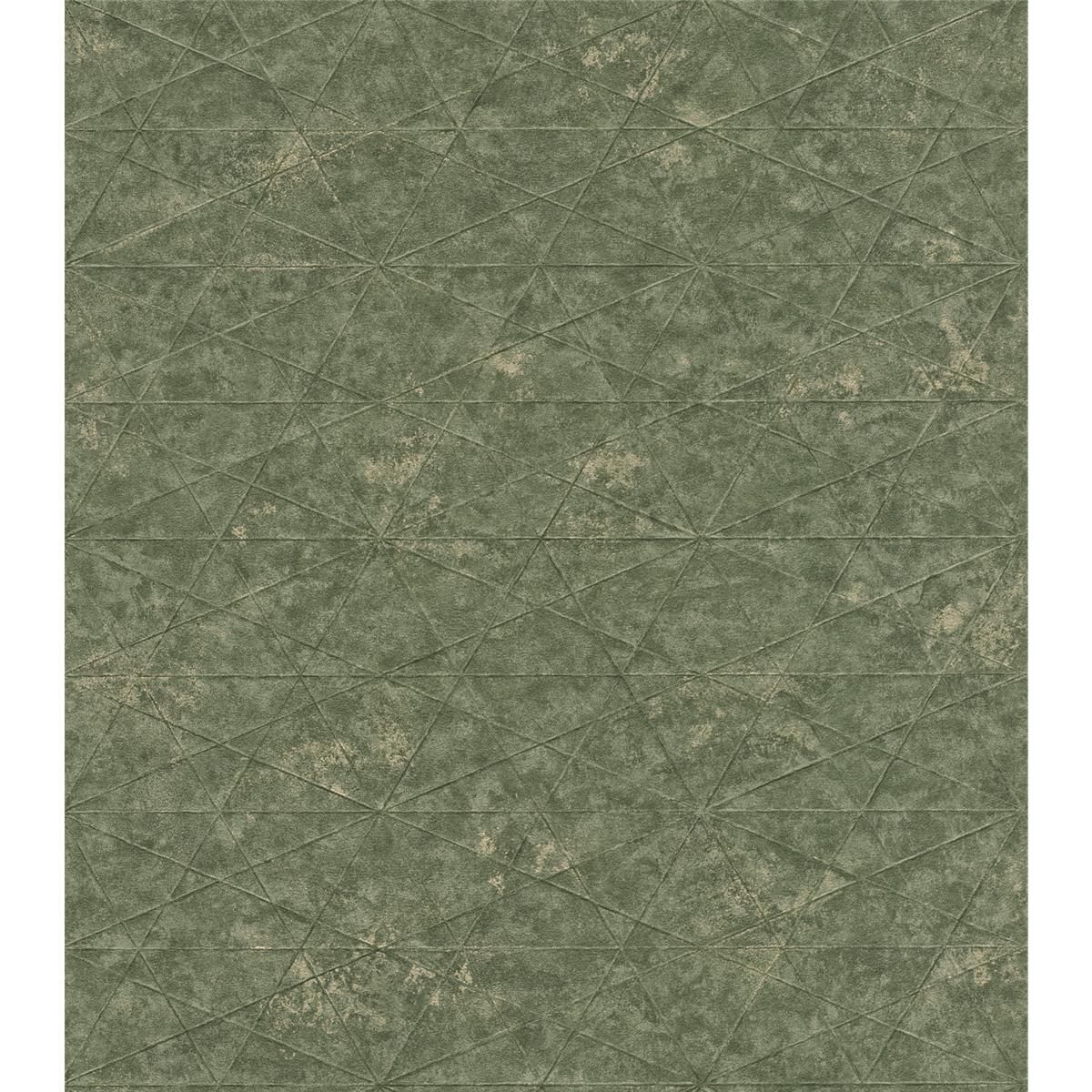 Tapete Modern graphisch Vinyltapete Olivgrün versetzter Ansatz 53 cm x 10,05 m
