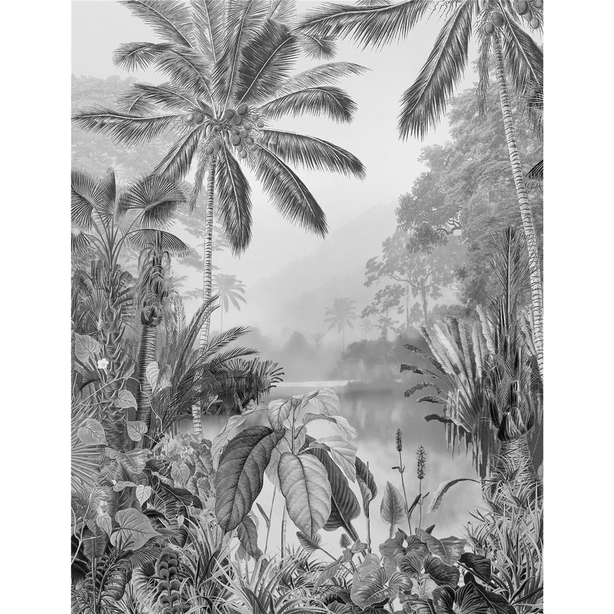 Vlies Fototapete - Lac Tropical Black & White - Größe 200 x 270 cm