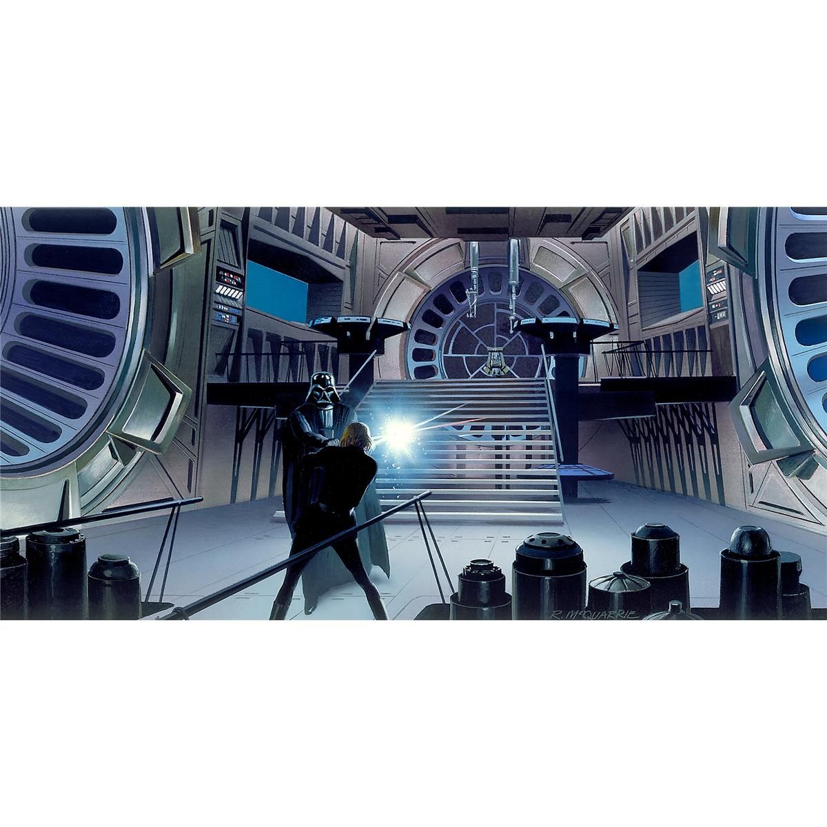 Vlies Fototapete - Star Wars Classic RMQ Duell Throneroom - Größe 500 x 250 cm