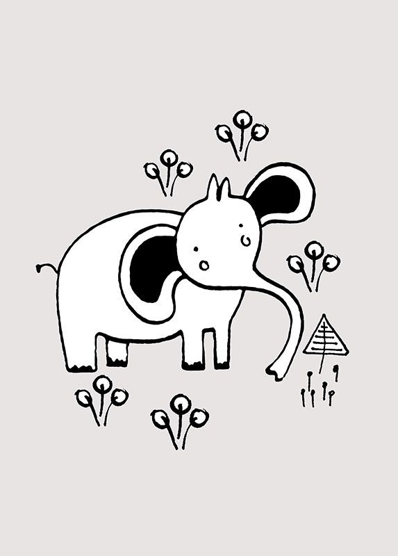 Komar Wandbild - Scribble Elephant - Größe: 50 x 70 cm