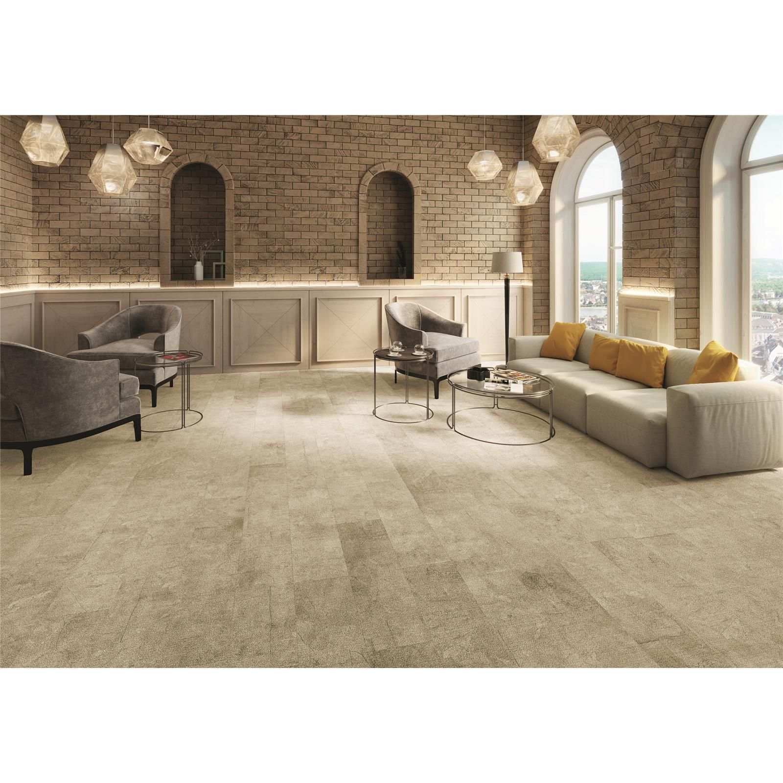 Teppichfliesen 25 x 100 cm selbsthaftend Infloor-Girloon Coronado Beige 002 gemustert