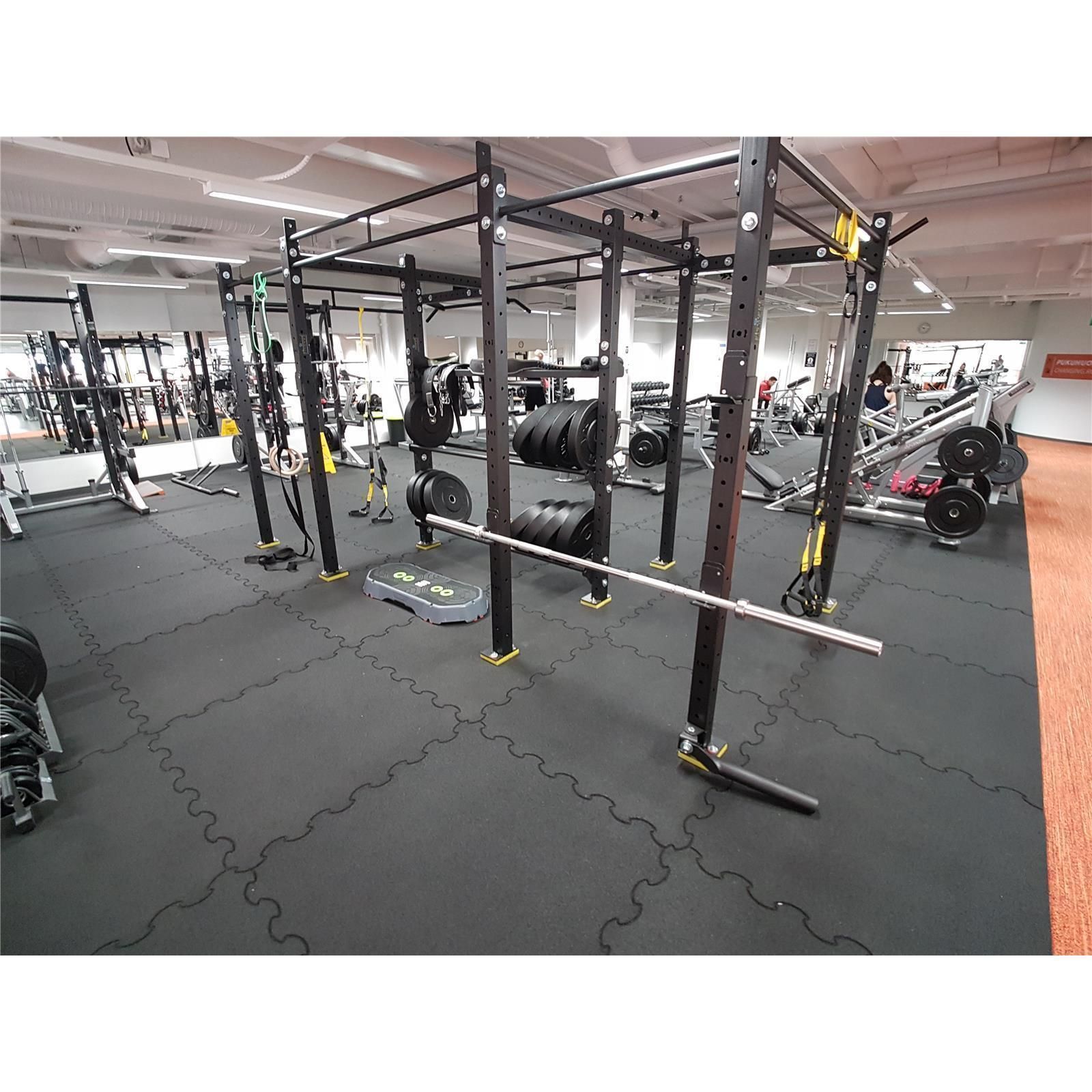 Fitnessboden Puzzle tile 900 Gummi Puzzlematte, 85% schwarzes SBR + 15% hellgraues EPDM 1026 mm x 1026 mm - Dicke 15 mm