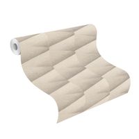 Tapete Modern graphisch Vinyltapete Dunkelbeige versetzter Ansatz 53 cm x 10,05 m