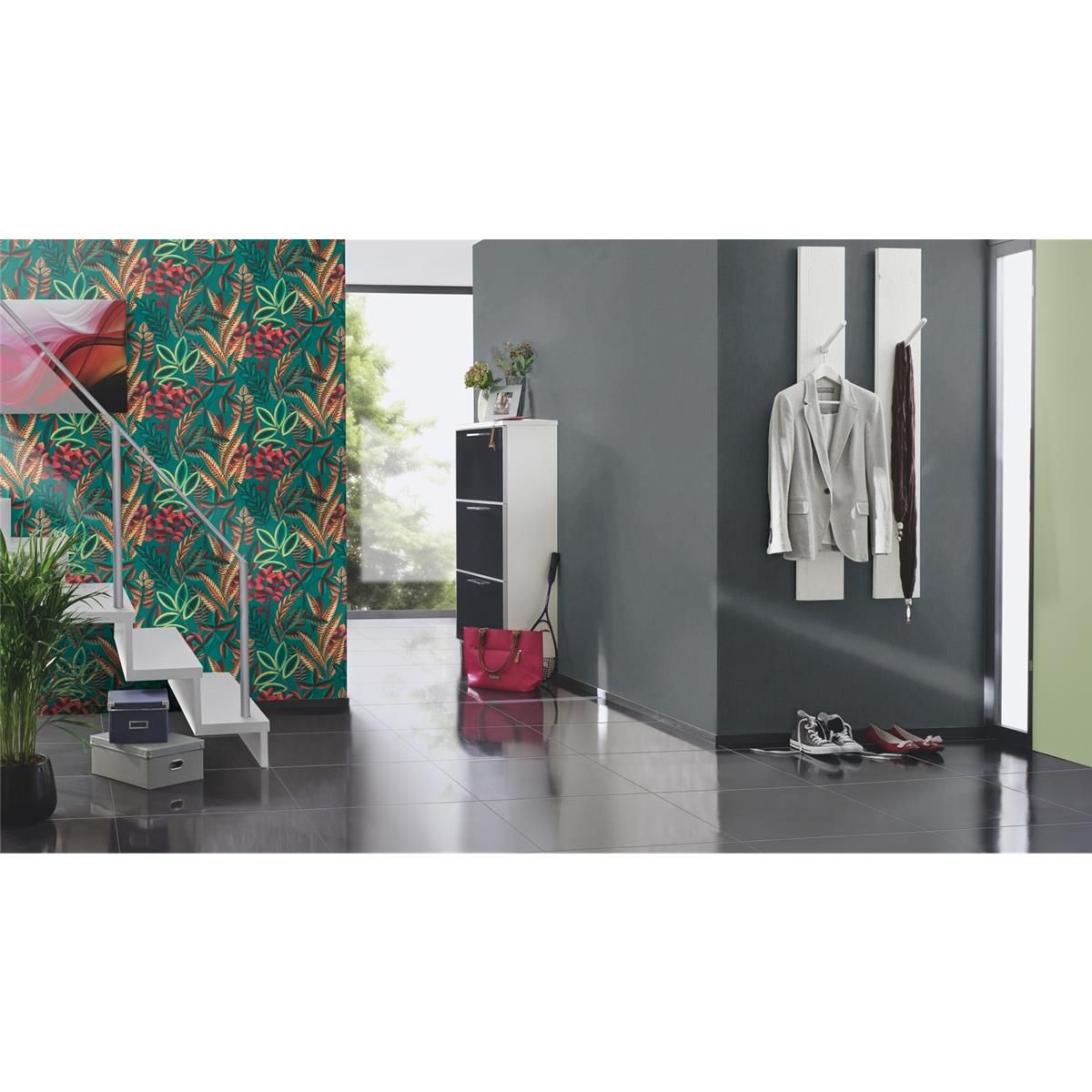 Tapete Nature Botanical Vinyltapete Smaragdgrün versetzter Ansatz 53 cm x 10,05 m