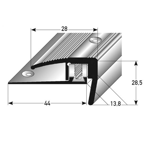 SLP-Treppenkante 28 mm alu silber 418900 270cm 270 x 2,8 cm