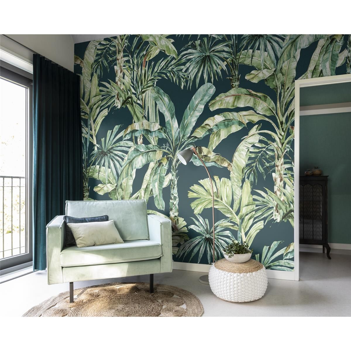 Tapete Nature Botanical Wandbild Dunkelgrün ansatzfrei 400 cm x 3 m