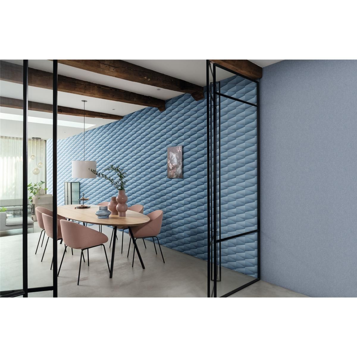 Tapete Modern graphisch Vinyltapete Dunkelblau versetzter Ansatz 53 cm x 10,05 m