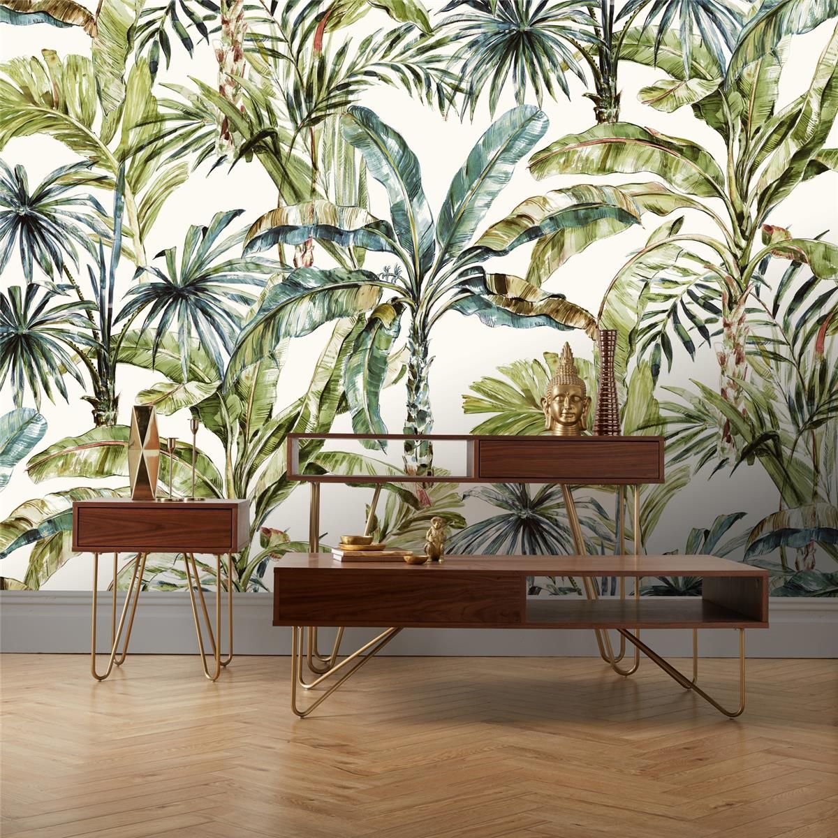 Tapete Nature Botanical Wandbild Offwhite ansatzfrei 400 cm x 3 m