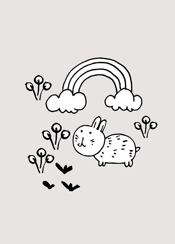 Komar Wandbild - Scribble Bunny - Größe: 50 x 70 cm