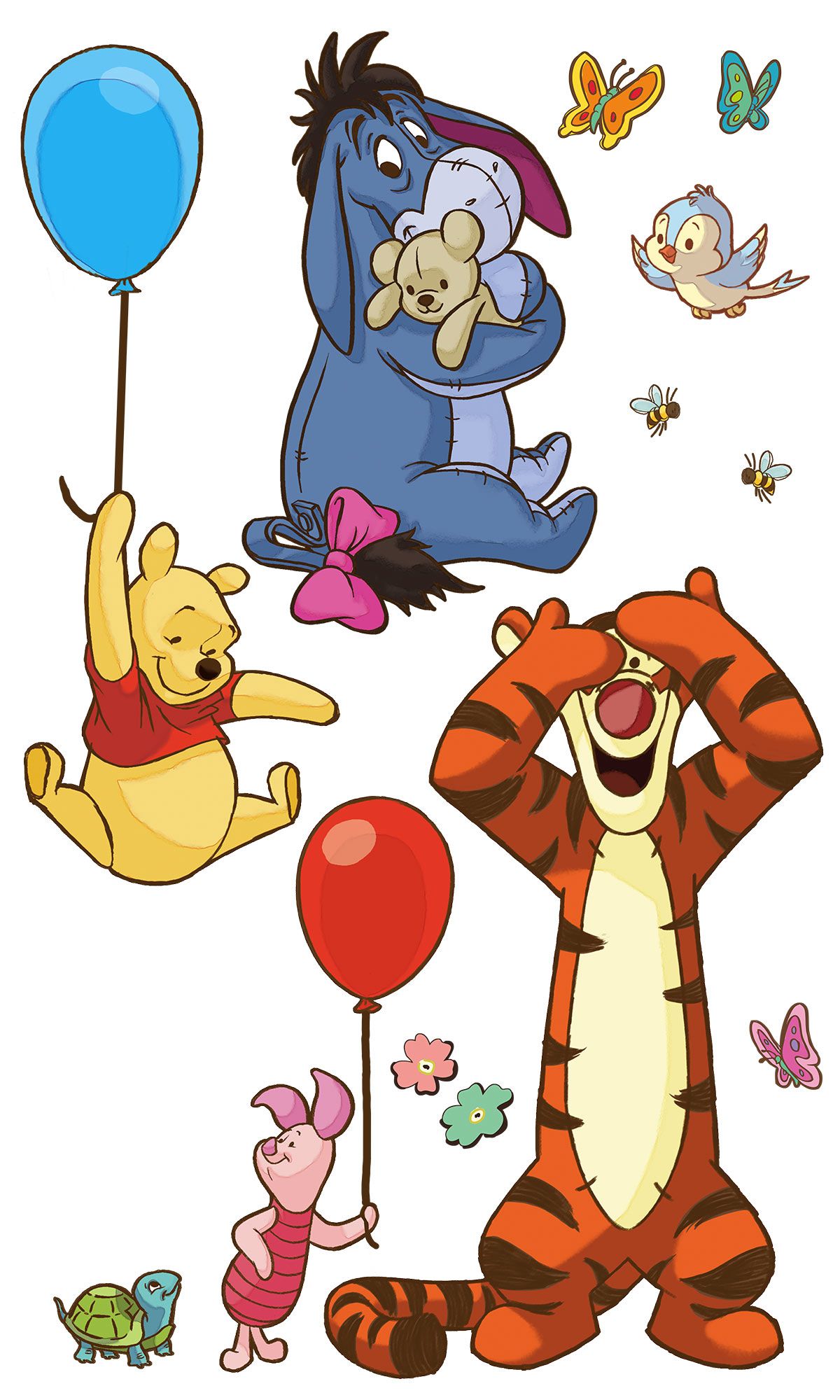Selbstklebende Vlies Fototapete/Wandtattoo - Winnie and Friends XXL - Größe 127 x 200 cm