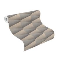 Tapete Modern graphisch Vinyltapete Anthrazit versetzter Ansatz 53 cm x 10,05 m
