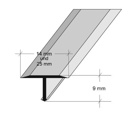 JOKA T-Profil für Übergänge 25 x 7 mm 250 x 2,5 cm