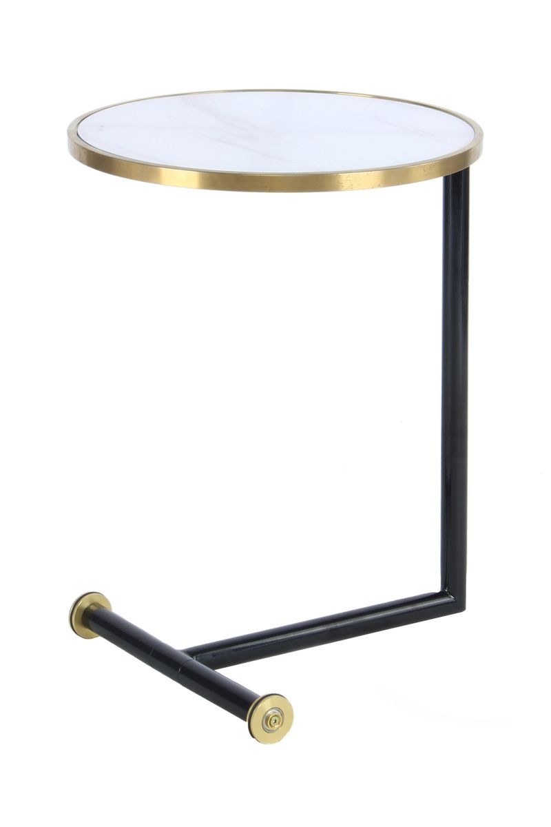 Beistelltisch Servant 210 Gold / Weiß - 46 cm (L) x 46 cm (B) x 62 cm (H)