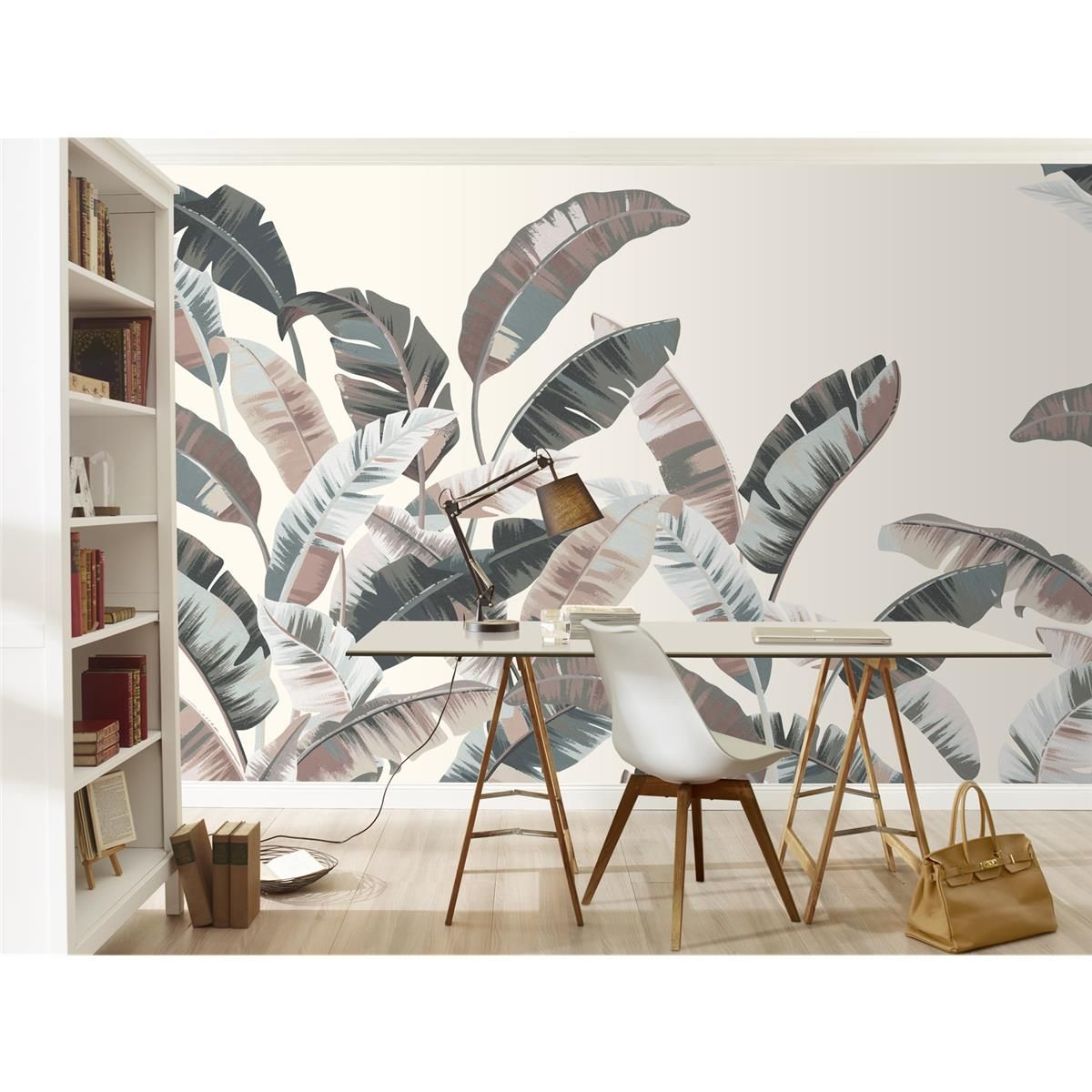 Tapete Nature Botanical Wandbild Taubenblau ansatzfrei 400 cm x 3 m