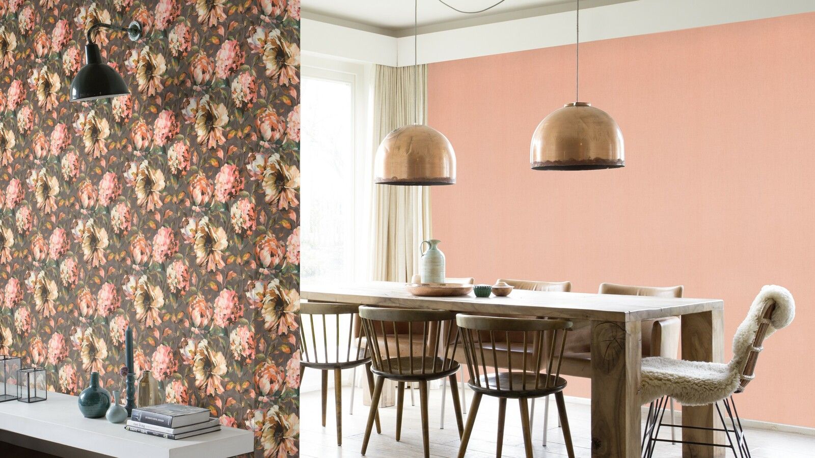 Tapete Nature Floral Vinyltapete Mauve versetzter Ansatz 53 cm x 10,05 m