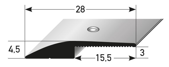 Abschlussprofil 28 x 3 mm 100 x 2,8 cm