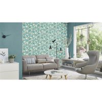 Tapete Culture Botanical Strukturtapete Helltürkis versetzter Ansatz 53 cm x 10,05 m