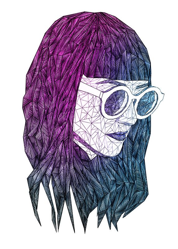 Komar Wandbild - Grid Violet - Größe: 40 x 50 cm