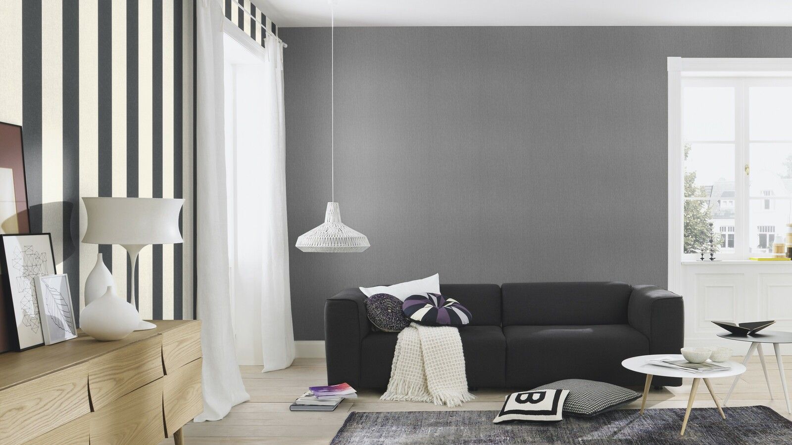 Tapete Modern universell Vinyltapete Anthrazit ansatzfrei 53 cm x 10,05 m