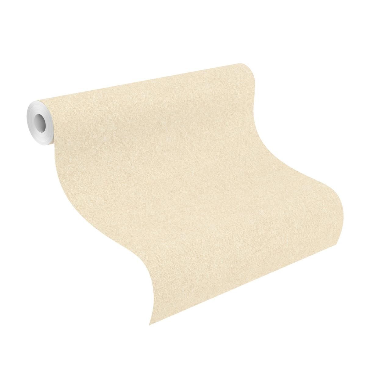 Tapete Basic uni Vinyltapete Creme dunkel ansatzfrei 53 cm x 10,05 m