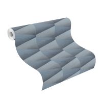 Tapete Modern graphisch Vinyltapete Dunkelblau versetzter Ansatz 53 cm x 10,05 m