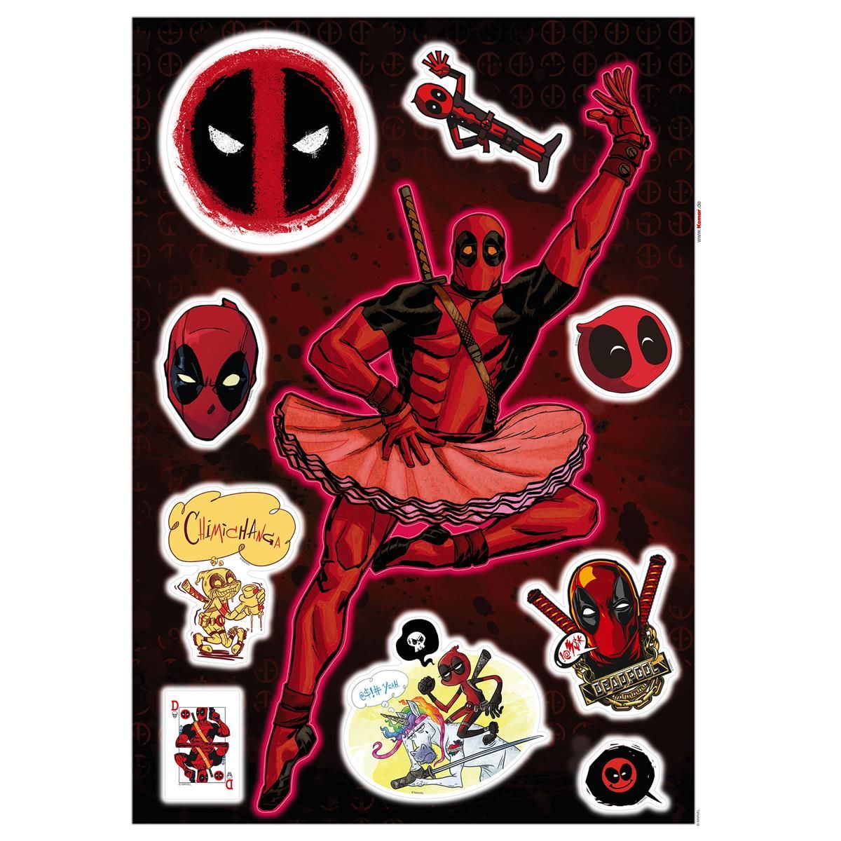 Wandtattoo - Deadpool Derppool  - Größe 50 x 70 cm