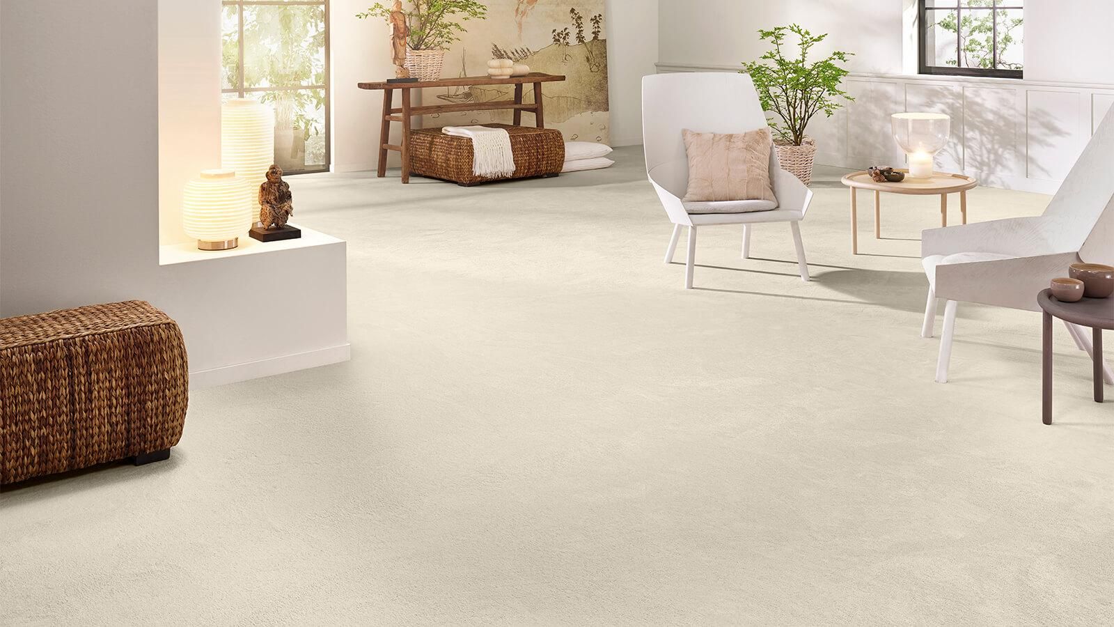 Teppichboden Vorwerk Superior 1069 BARISTA Velours Weiß 6C81 - Rollenbreite 400 cm