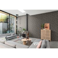 Tapete Modern graphisch Vinyltapete Anthrazit versetzter Ansatz 53 cm x 10,05 m