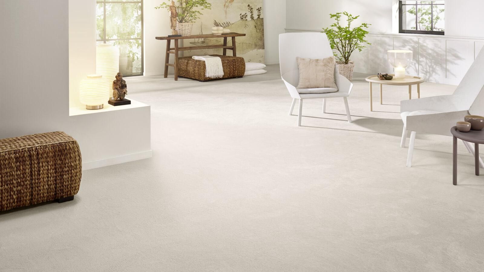 Teppichboden Vorwerk Superior 1069 BARISTA Velours Weiß 6C82 - Rollenbreite 500 cm