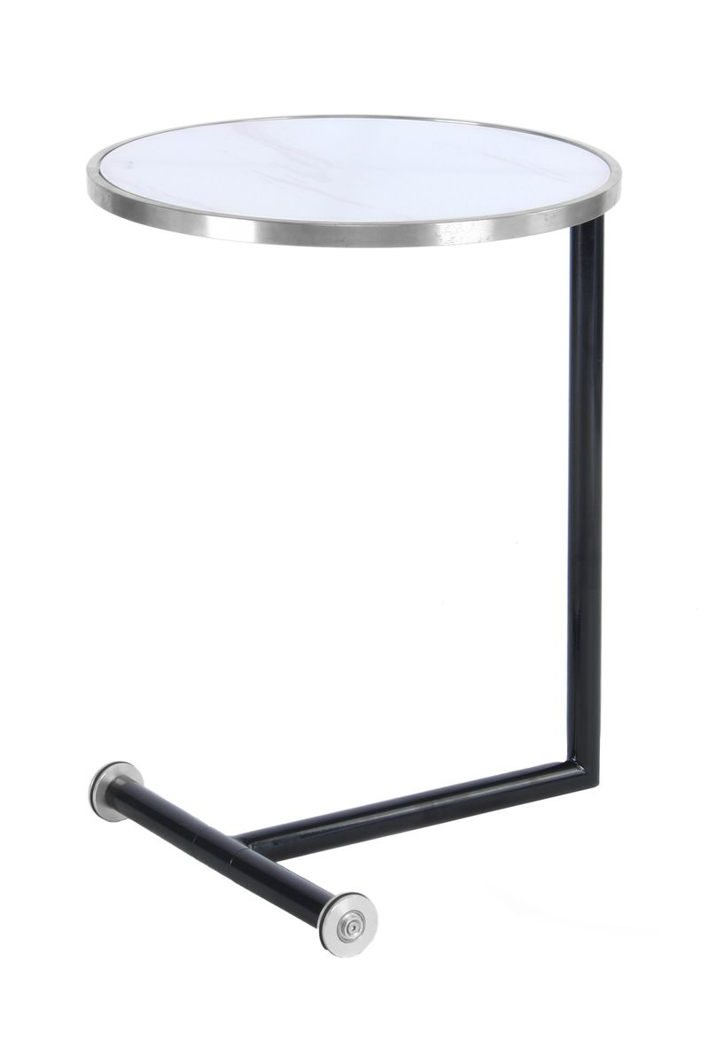 Beistelltisch Servant 210 Silber / Weiß - 46 cm (L) x 46 cm (B) x 62 cm (H)