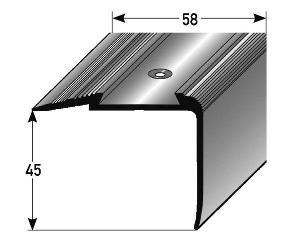 Treppenkante Kombi gebohrt Alu eloxiert 270 x 5,8 cm