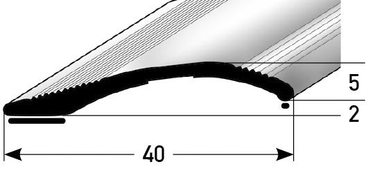 Anpassungsprofil 40 mm Alu eloxiert, silberfarbig 661801 270 cm 270 x 4 cm