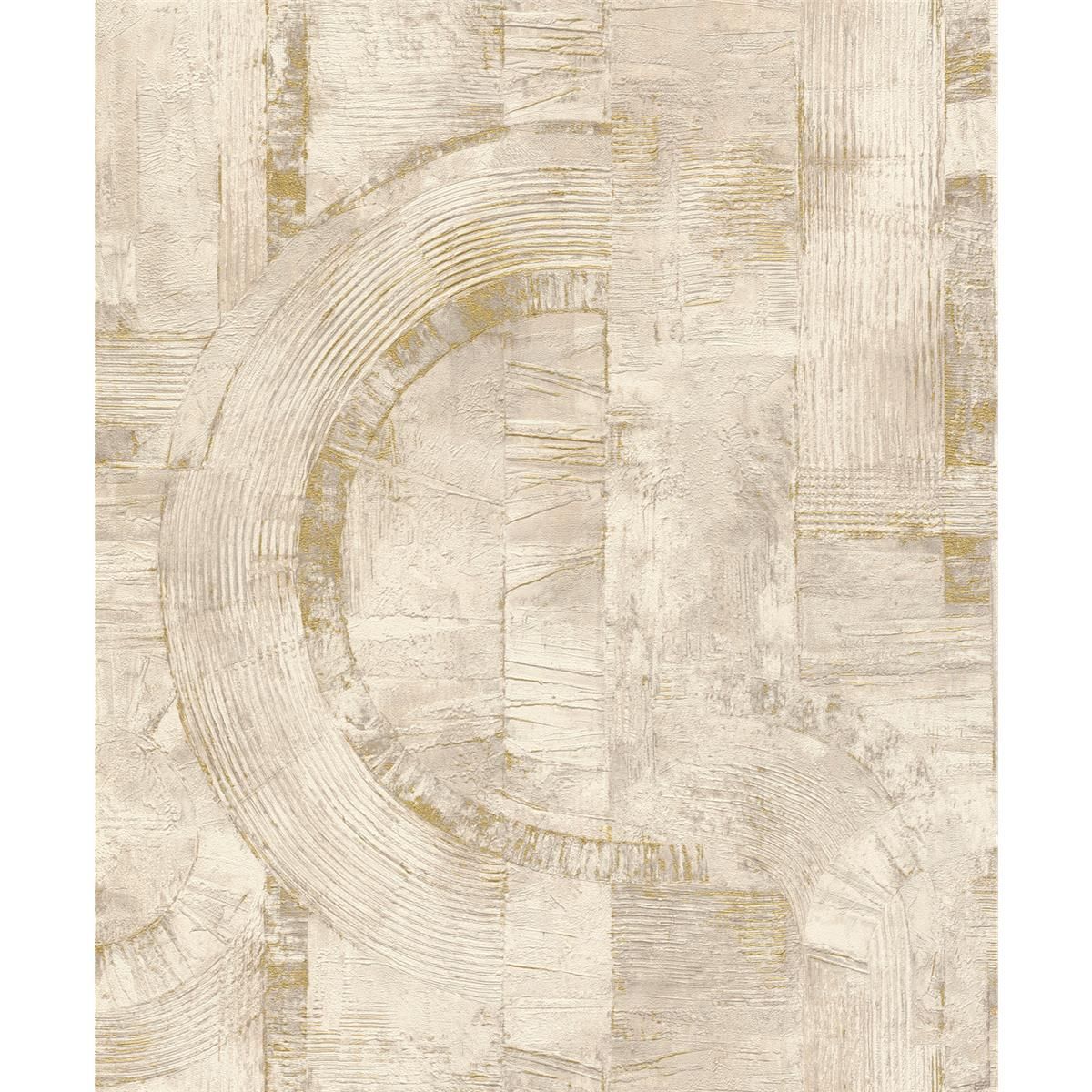 Tapete Modern graphisch Vinyltapete Dunkelbeige versetzter Ansatz 53 cm x 10,05 m