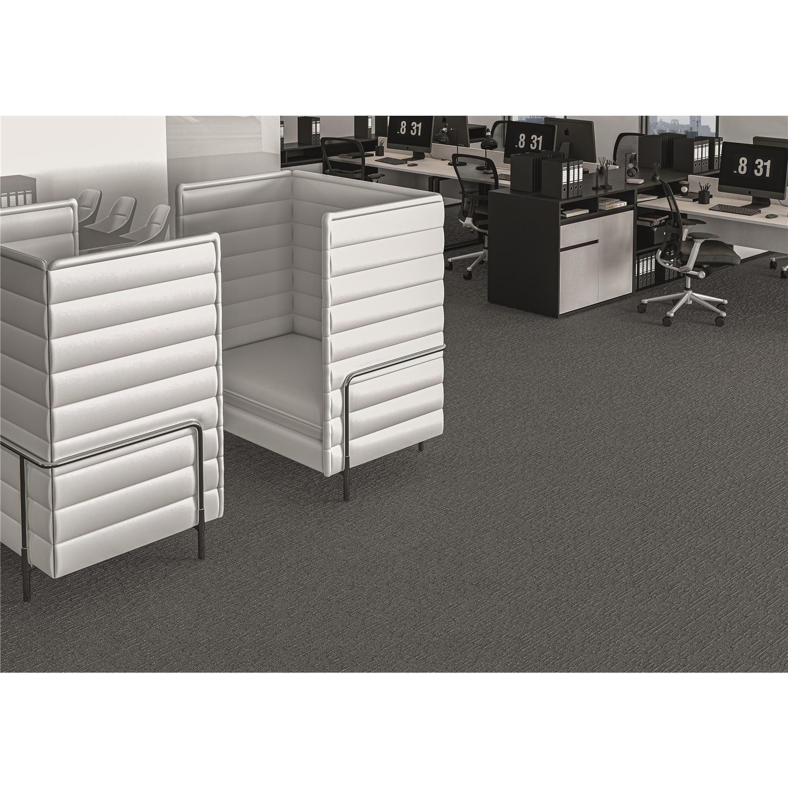 Teppichfliesen 25 x 100 cm selbsthaftend Infloor-Girloon Cover/Vario Anthrazit 008-595 gemustert