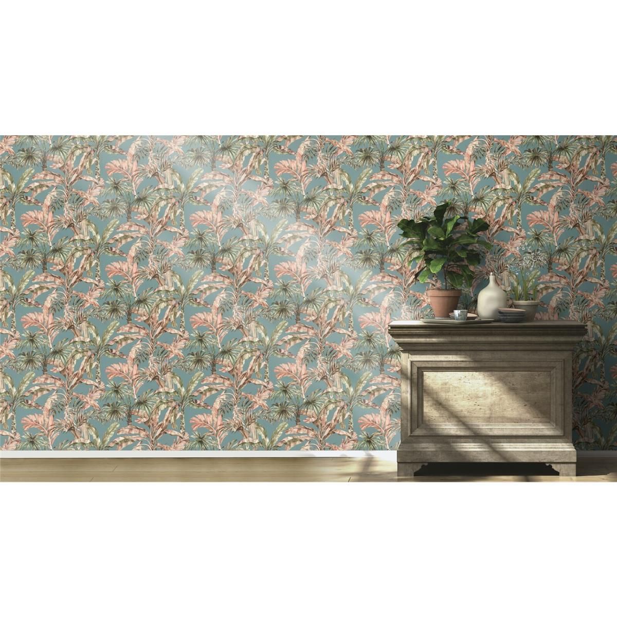 Tapete Nature Botanical Vinyltapete Blaugrau versetzter Ansatz 53 cm x 10,05 m