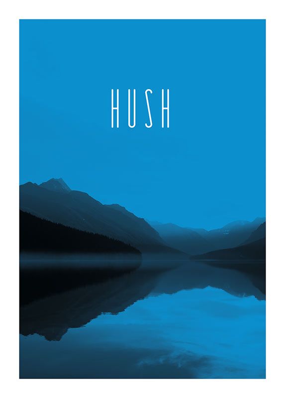 Komar Wandbild - Word Lake Hush Blue  - Größe: 50 x 70 cm
