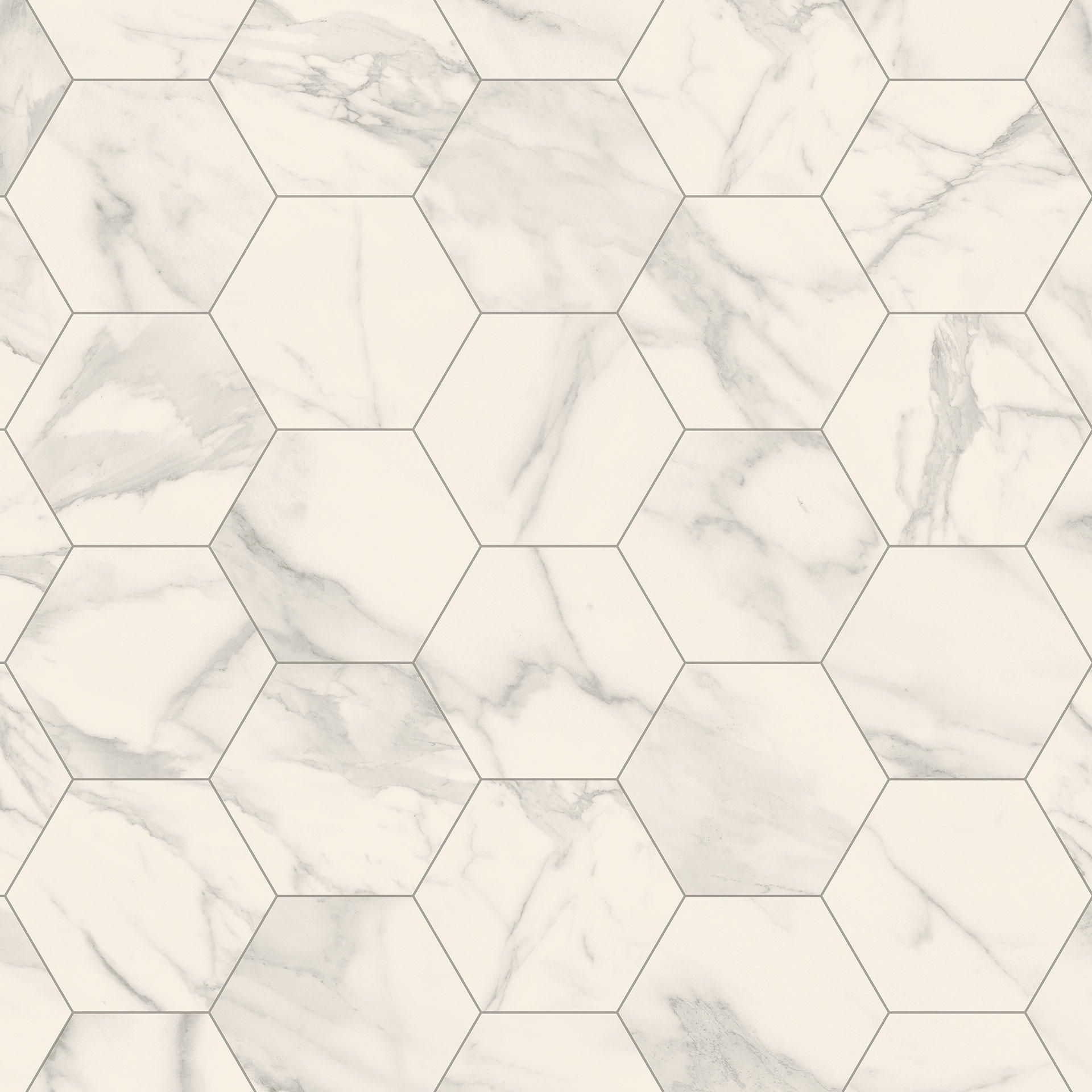 Vinylboden Marble Bianco Hexagon, 200 bis 400 cm breit