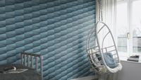 Tapete Modern graphisch Vinyltapete Dunkelblau versetzter Ansatz 53 cm x 10,05 m