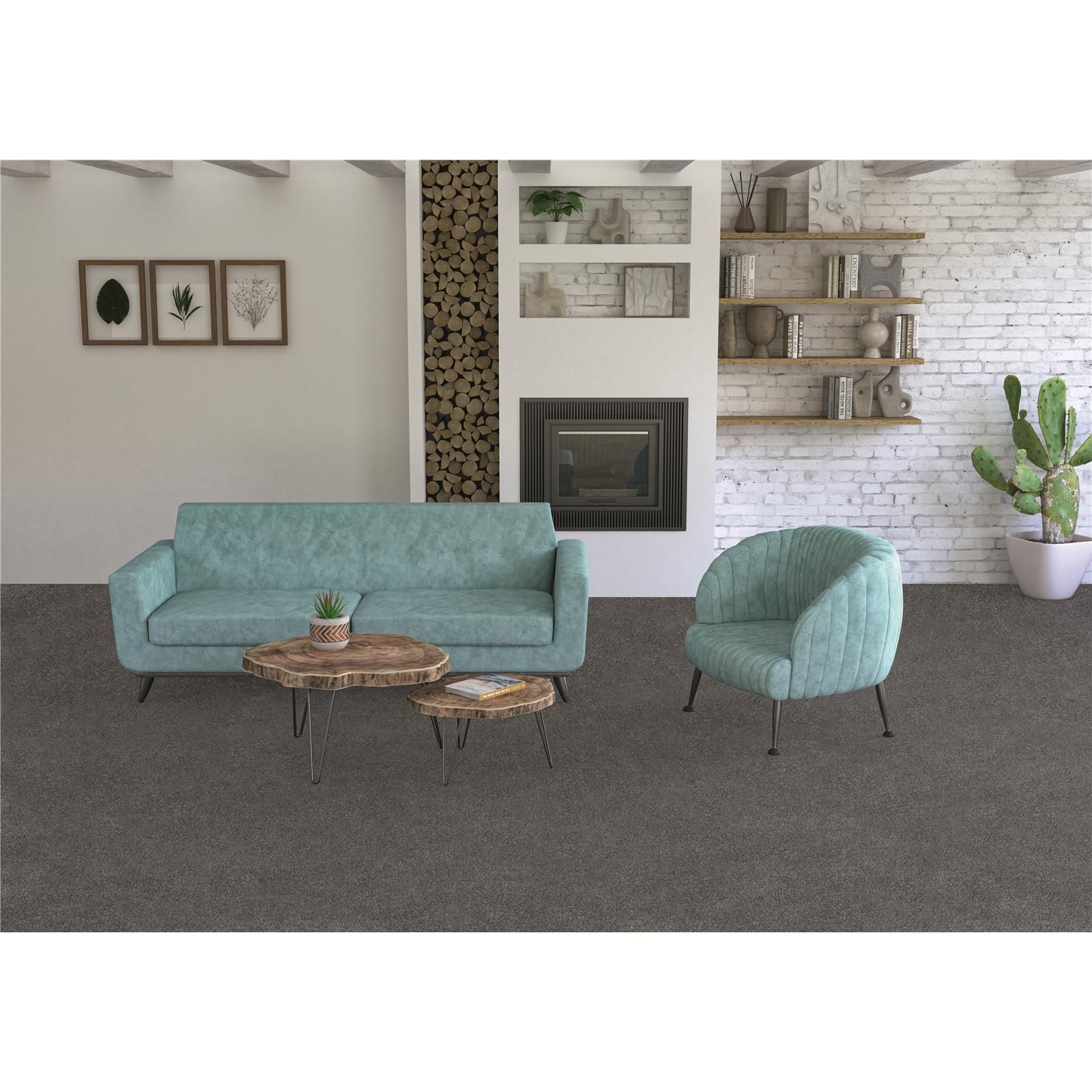 Teppichfliesen 25 x 100 cm selbsthaftend Infloor-Girloon Charme Braun 845 meliert