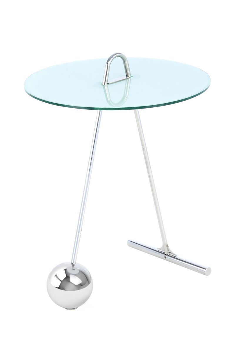 Beistelltisch Pendulum 525 Silber / Weiß - 46 cm (L) x 46 cm (B) x 60 cm (H)