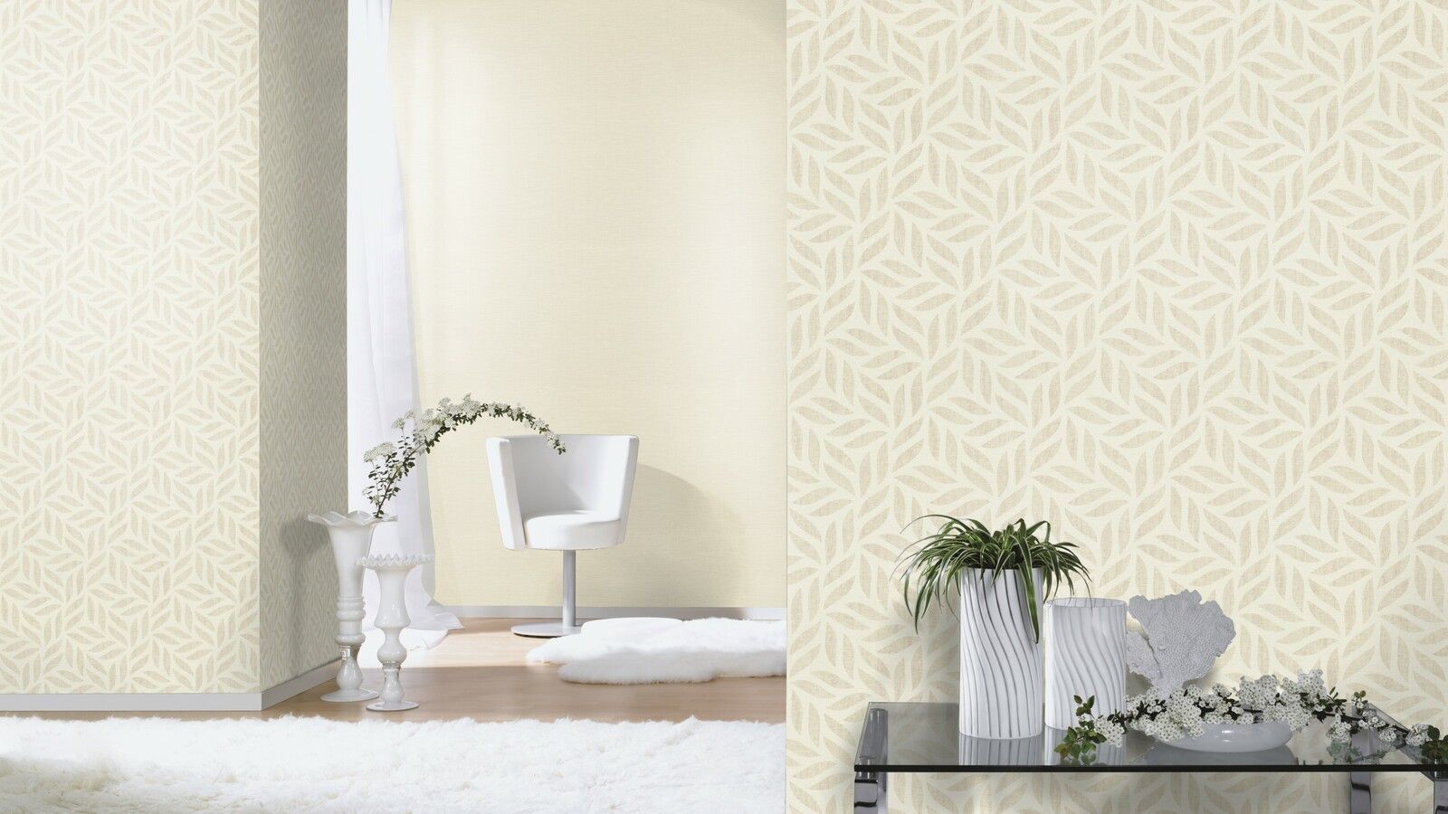 Tapete Culture Floral Vinyltapete Hellbeige gerader Ansatz 53 cm x 10,05 m