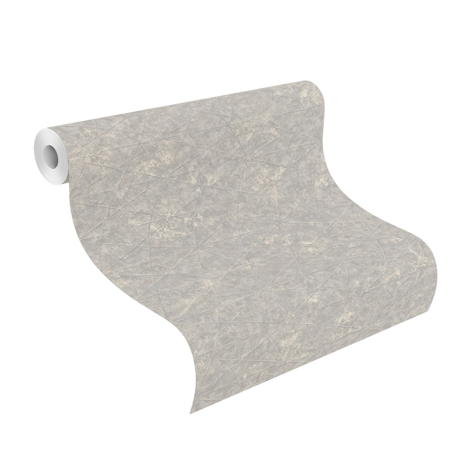 Tapete Modern graphisch Vinyltapete Mittelgrau versetzter Ansatz 53 cm x 10,05 m